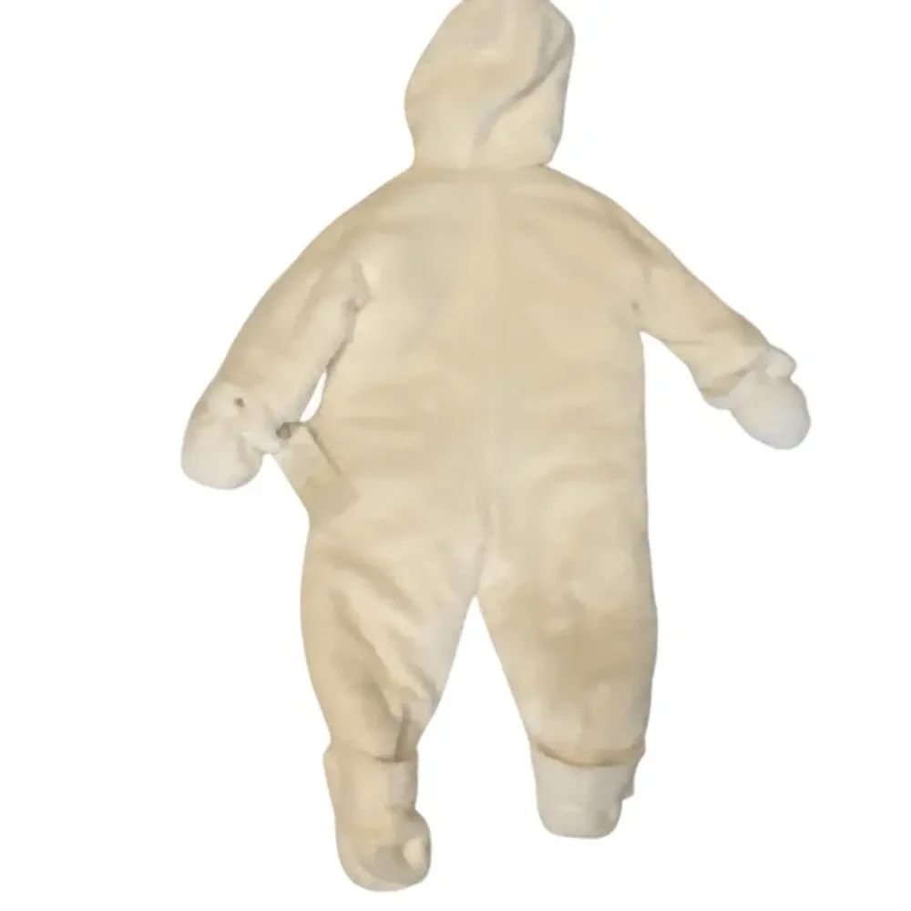 NWT Le Petit Rothschild Plush Snowsuit Soft Hood Baby Size 24 Months Cream Dog